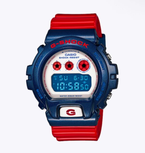 Casio G-Shock DW-6900AC Men’s Watch RED WITH BLUE HEAD AND WHITE FACE