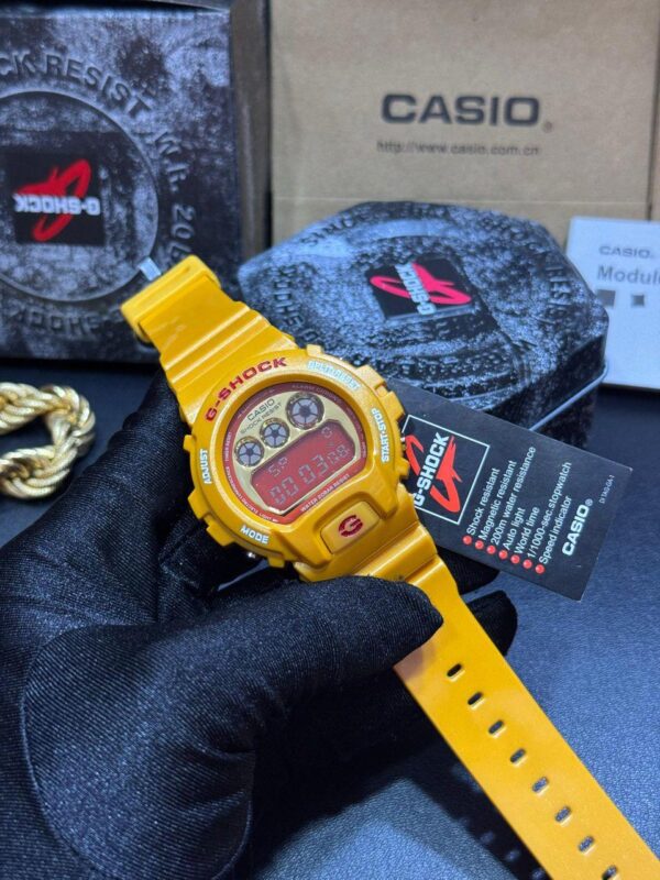 Casio Men's Watch G-Shock Quartz Alarm Yellow Digital Dial Resin Strap DW6900MS-1