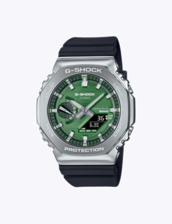 New Casio G-Shock G Steel 2100 Series Men’s Watch GBM2100B BLACK WITH SILVER HEAD WITH GREEN FACE