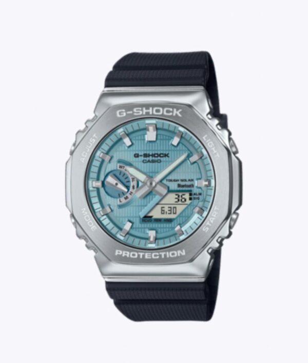 New Casio G-Shock G Steel 2100 Series Men’s Watch GBM2100B BLACK WITH SILVER HEAD WITH BLUE FACE