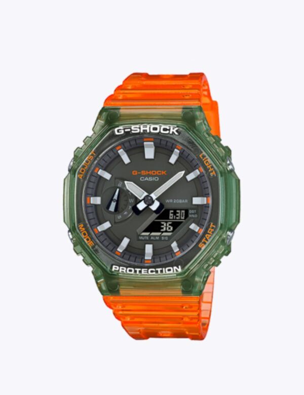 CASIO G-SHOCK GA-2100HC WATCH ORANGE WITH GREEN HEAD