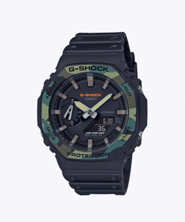 Casio G-Shock GA-2100SU Man Quartz Watch BLACK WITH CAMO HEAD